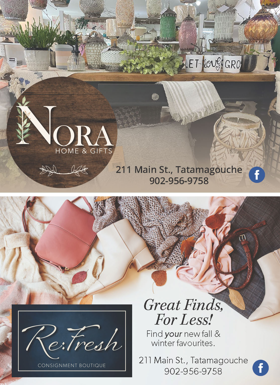 Nora Home & Gifts, Tatamagouche, Nova Scotia advertisement